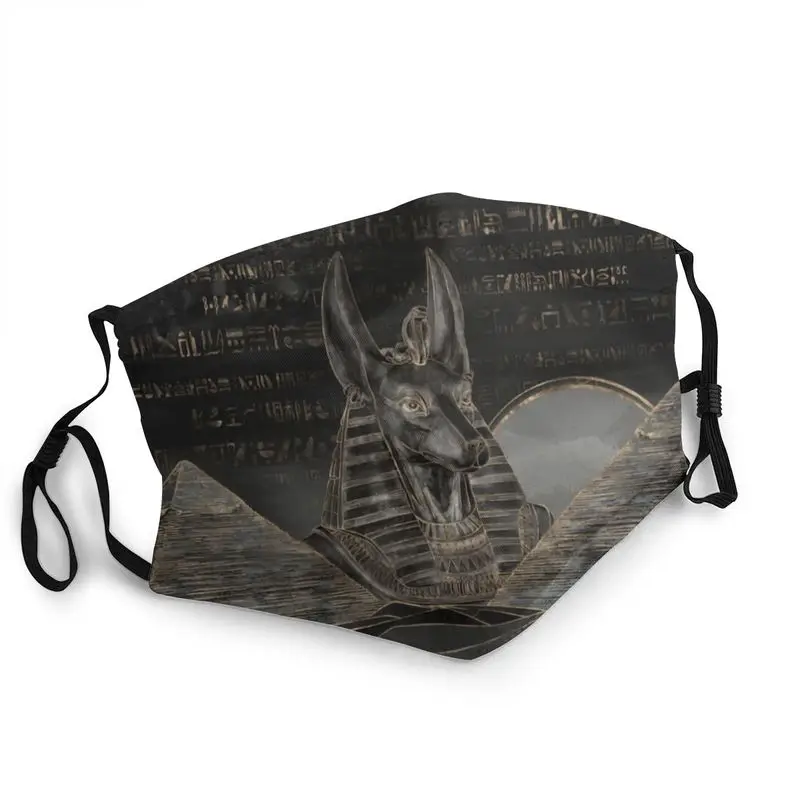 

Многоразовая маска для лица с принтом Анубис на египетских пирамидах, маска для лица в этническом стиле, древний Египетский пылезащитный че...