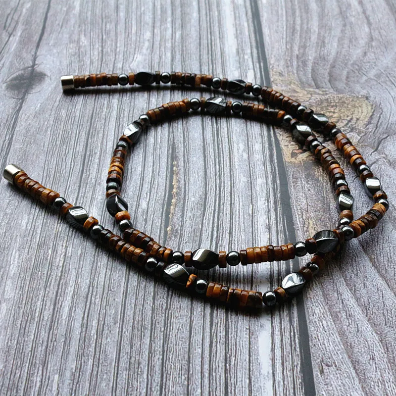 Мужские камни в виде тигрового глаза с гематитовыми племенными ювелирными