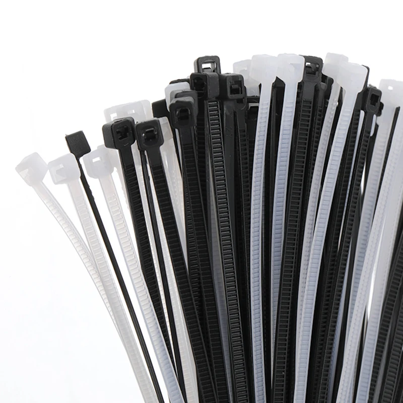 10 шт./лот черный белый самоблокирующийся кабель галстук высокое качество нейлон