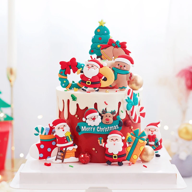 

Мягкий клей, олень, Санта, рождественская елка, топпер для торта на Рождество, новый вечерние праздничный декор, детские товары для выпечки, ...