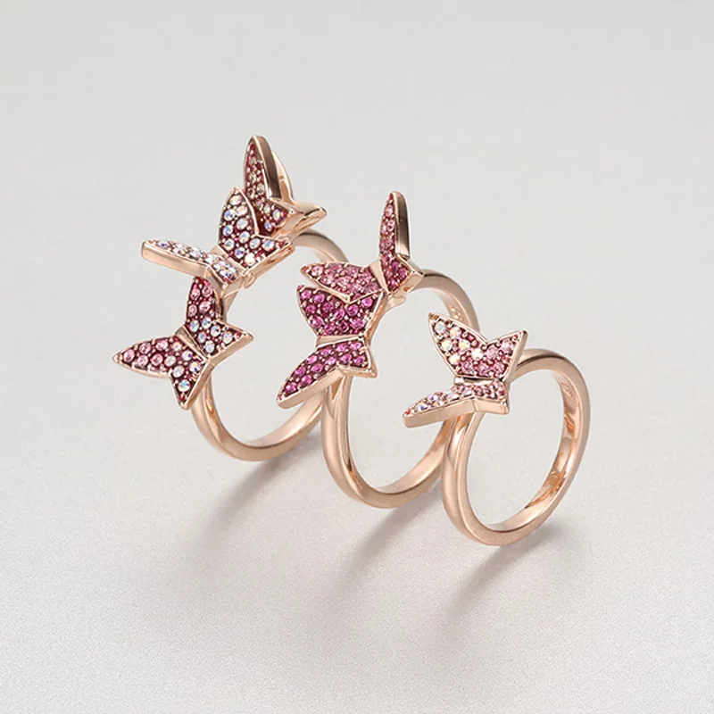 Женское кольцо-бабочка PANDOO модное кольцо с серебряным покрытием оригинал 1:1