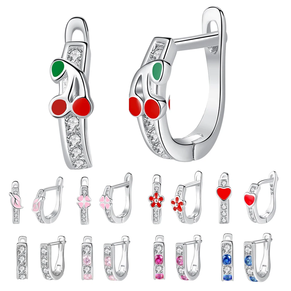 Милые серьги гвоздики из стерлингового серебра 925 пробы с вишневым клевером и