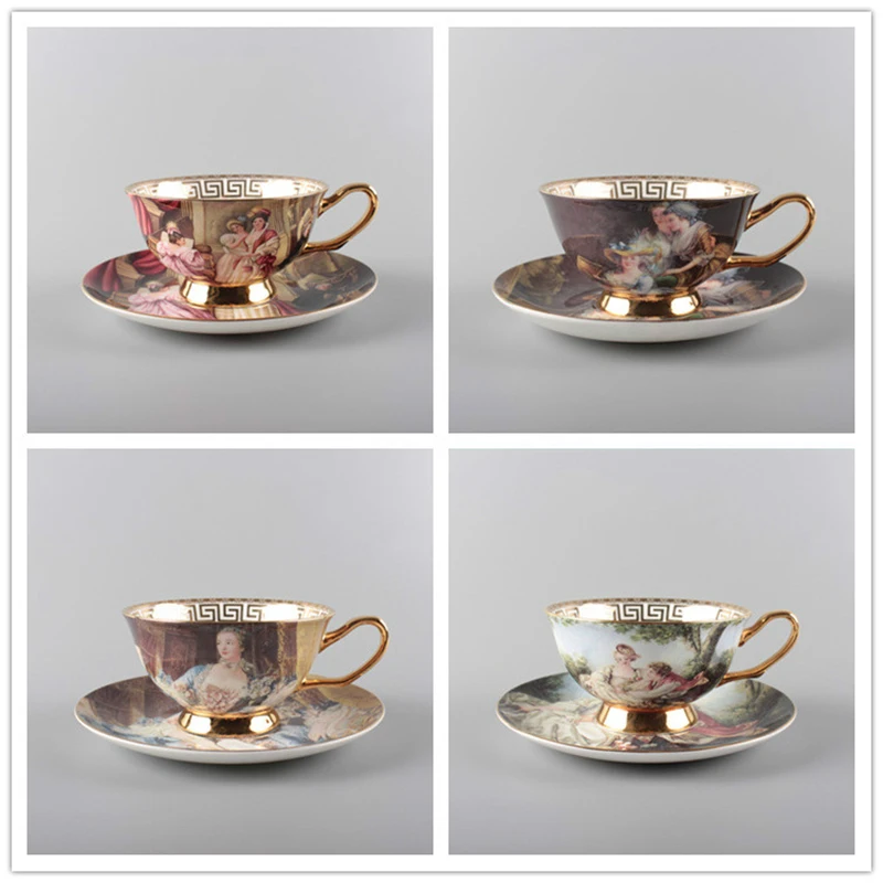 

Royal Palace Exquisite Luxury Oil Painting Characters High-grade Bone Ceramic Coffee Mug/Tea Cup For Friends High-end Gifts