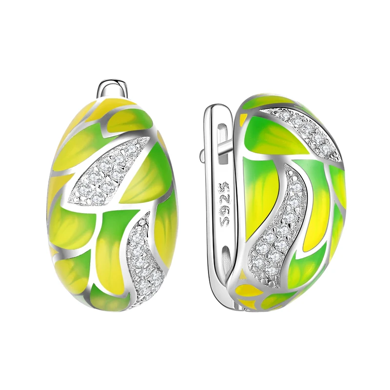 OGULEE 2021 женские роскошные золотые зеленые эмалевые серьги ручной работы из