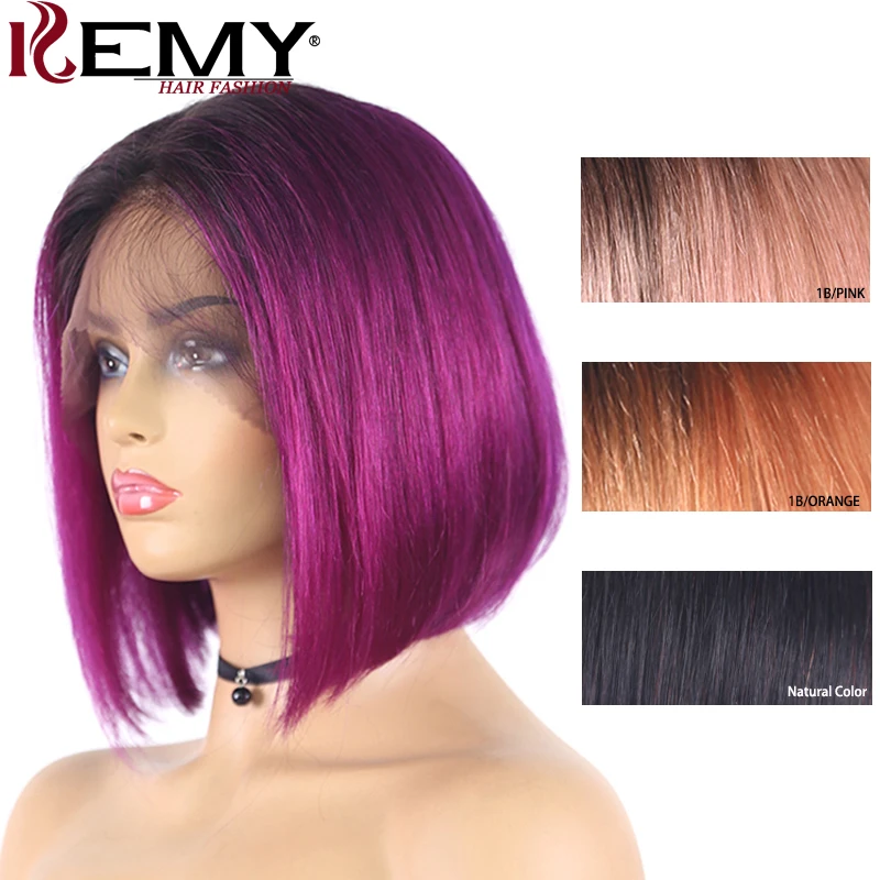 Парики из человеческих волос 13x4 кружевные передние парики Омбре фиолетовые