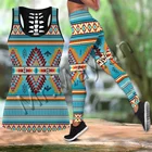 Женские леггинсы с 3D-принтом, черные, с рисунком этнических племен, для отдыха, S87, полый резервуар