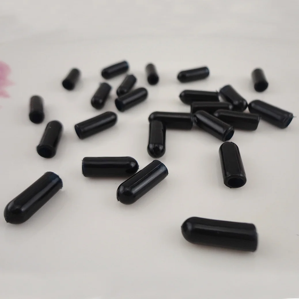 

200PCS Medium Size inner 3.5mm Black rubber tips for the end of 4mm,5mm Metal headbands to protect from hurt 15mm*5mm wholesale