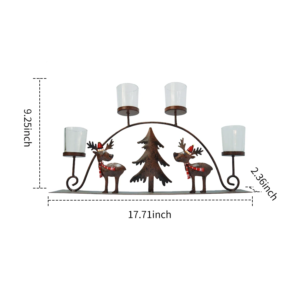 Рождественский подсвечник держатель Стеклянный металлический романтическое