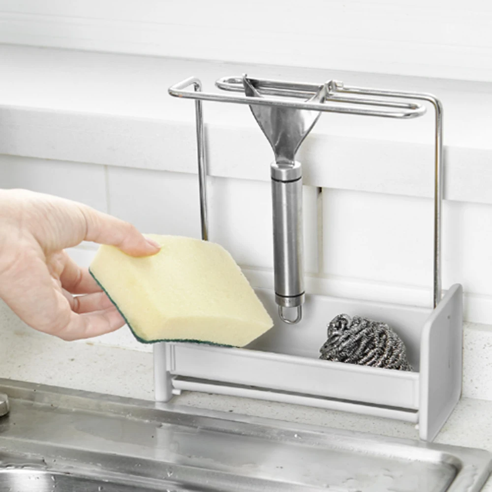 

Kitchen Sponge Rack Sink Cleaning Brush Rack Drain Tray Rag Rack