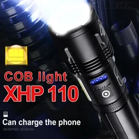 cree xhp110 flashlight 18650 500000 lumens powerfull torch multifunctional cob led flashlight usb zoomable xhp50 work lantern
