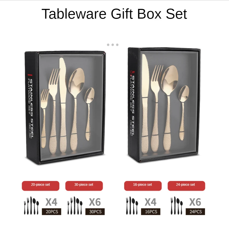 

Luxury Cutlery Set 24 Piece Knife Fork Spoon Stainless Steel Tableware Set Gold Dinnerware Sets Table Service Flatware Set Gift