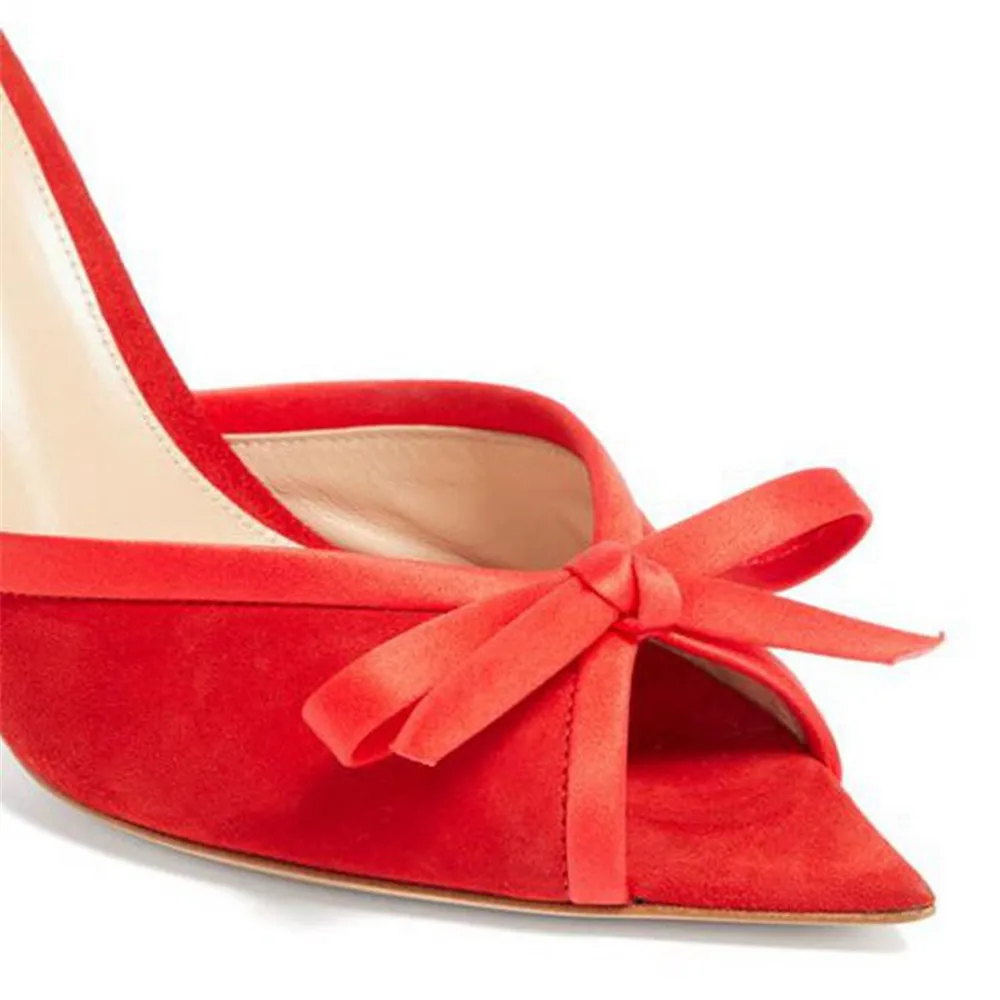 Aiyoway Лето бантом тонкая обувь без застежек на высоких каблуках Мюли с открытым