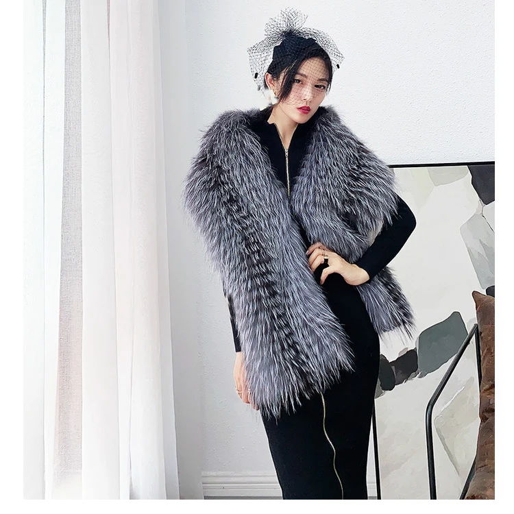 

New luxurious women's real genuine natural fox fur shawl Scarves Wraps fashion Shawls