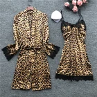 Леопардовая Пижама для женщин кружевное сексуальное нижнее белье Модные Шелковые пижамные комплекты для женщин 2020 летняя Пижама женская пижама с нагрудной подушкой
