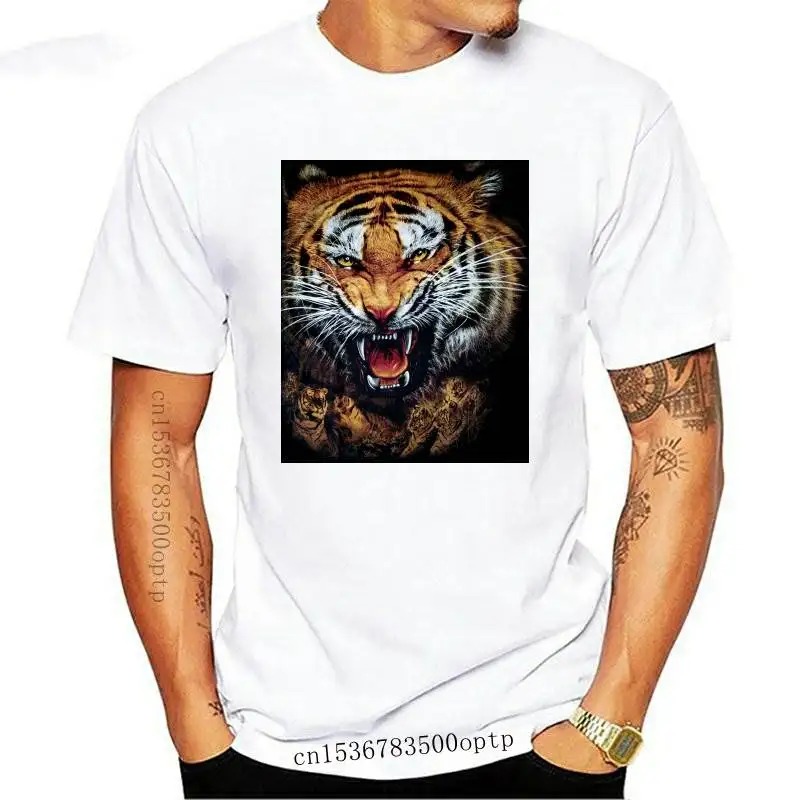 

New 3d Ferocious tigers printing Men's 100% cotton T-shirt men black t shirt 3d tiger design t-shirts loose tshirt man plus size