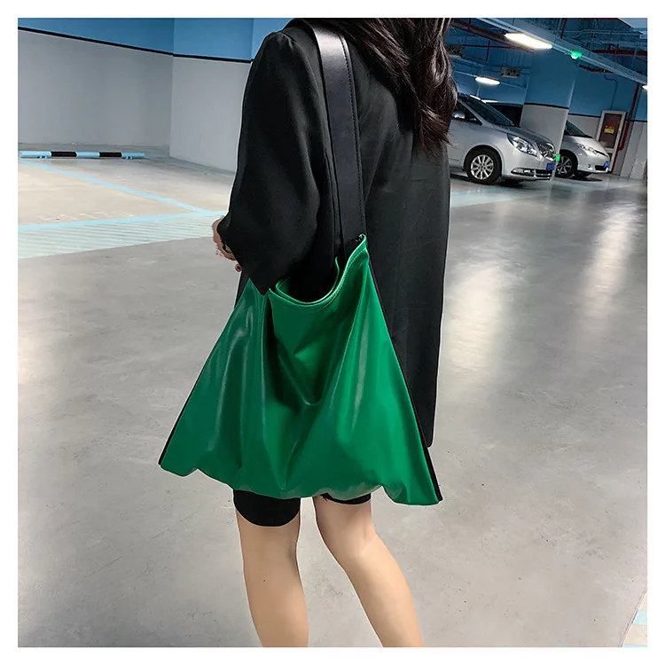 

Korean Designer Simple Shopper Bags for Women Fashion Ladies Tote Shoulder Bag Side Female Leather Handbag Large Capacity Green