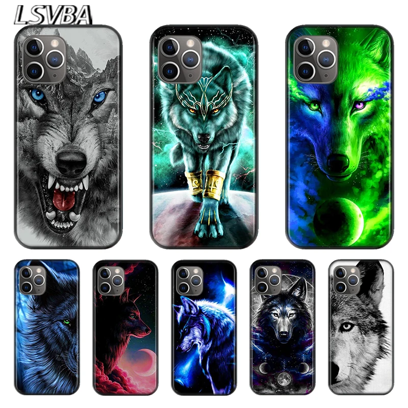 

Cool Wolf Totem For Apple iPhone 12 11 XS Pro Max Mini XR X 8 7 6 6S Plus 5 SE 2020 Black Silicone soft TPU Cover Phone Case