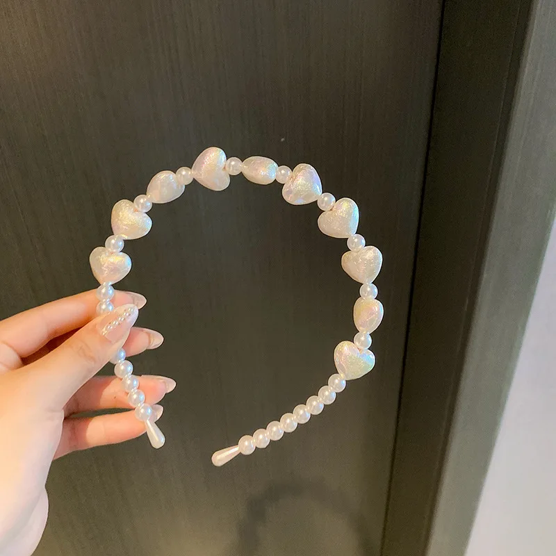 

Romantic Love Heart Pearl Hair Bands Headband Hairpin Wedding Banquet Woman Headdress Hair Accessories