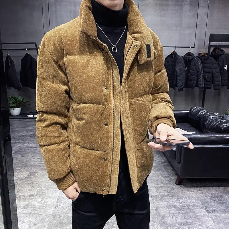 

Men 's Cotton Jacket 202020Winter Korean Style Young And Middle-Aged Stand Collar Long Sleeve Corduroy Jacket