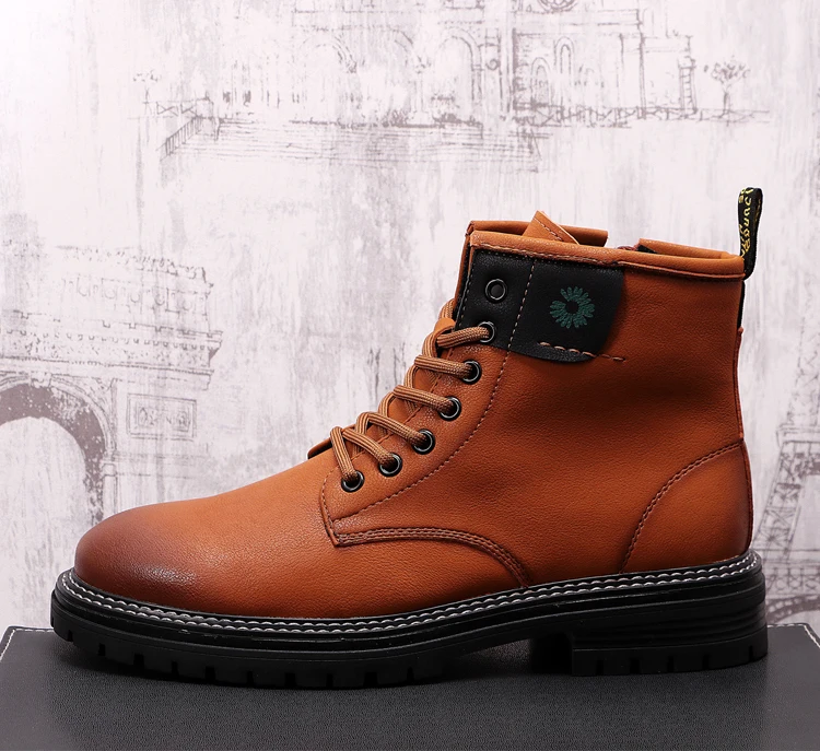 

Autumn New Men's Shoes Punk Ankle Motorcycle Martin Boots Hip Hop High Tops