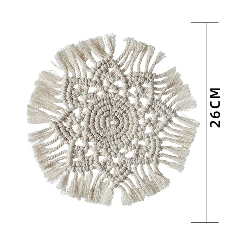 

Handmade Woven Macrame Coaster Cup Pad Bohemia Table Mat Cotton Braid Insulation Mats For Kitchen Decoration Home Decor