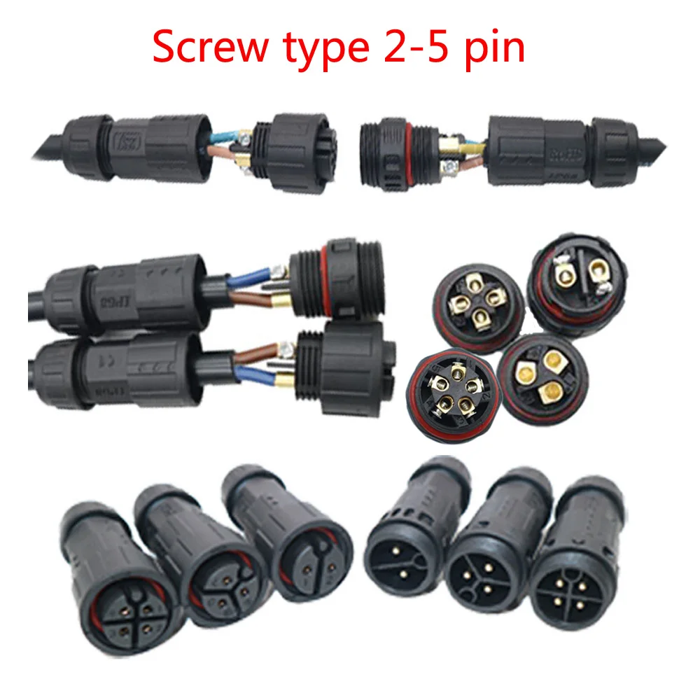Screw style IP68 в собранном виде Водонепроницаемый Электрический кабель Разъем гнездо разъема 2 3 4 5 6 7 8 9 10 11 12 шпилек M19 мужской женский Вилки - Цвет: Screw style