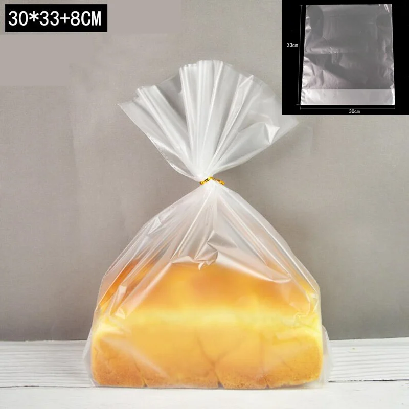 Frosted 30x33cm LBSISI Life 100 шт пластиковые пакеты, прозрачный пакет для тостов, хлеба, Мягкая матовая упаковка для еды, для выпечки, для рождественской вечеринки - Цвет: Frosted 30x33cm