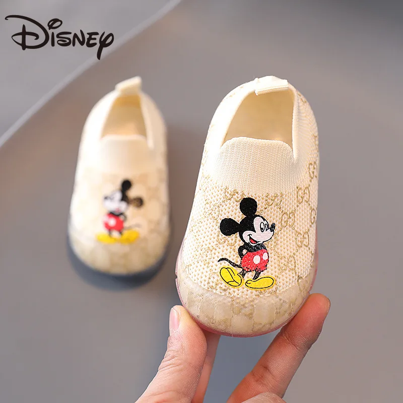 

Disney Fashion Cartoon Infant Tennis Cute Slip on First Walkers Micky Mouse Lovely Sneakers Breathable Mesh Baby Casual Shoes