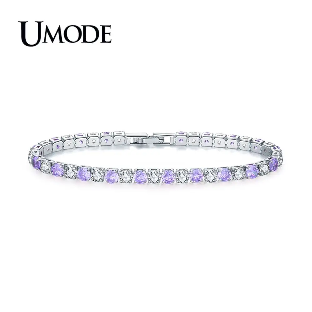 Женский теннисный браслет UMODE Круглый 4 мм 0 25 карат с кристаллами циркона