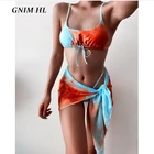Женский купальник-бикини GNIM, купальник-бандо из трех частей, новинка 2020