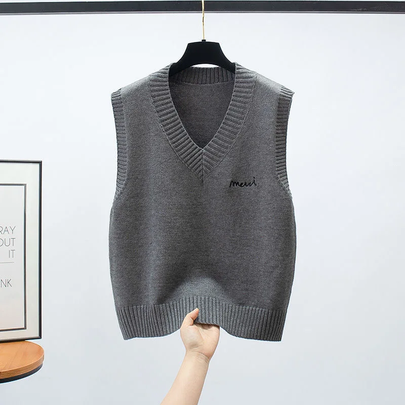 Женский однотонный трикотажный жилет Повседневный свитер без рукавов с