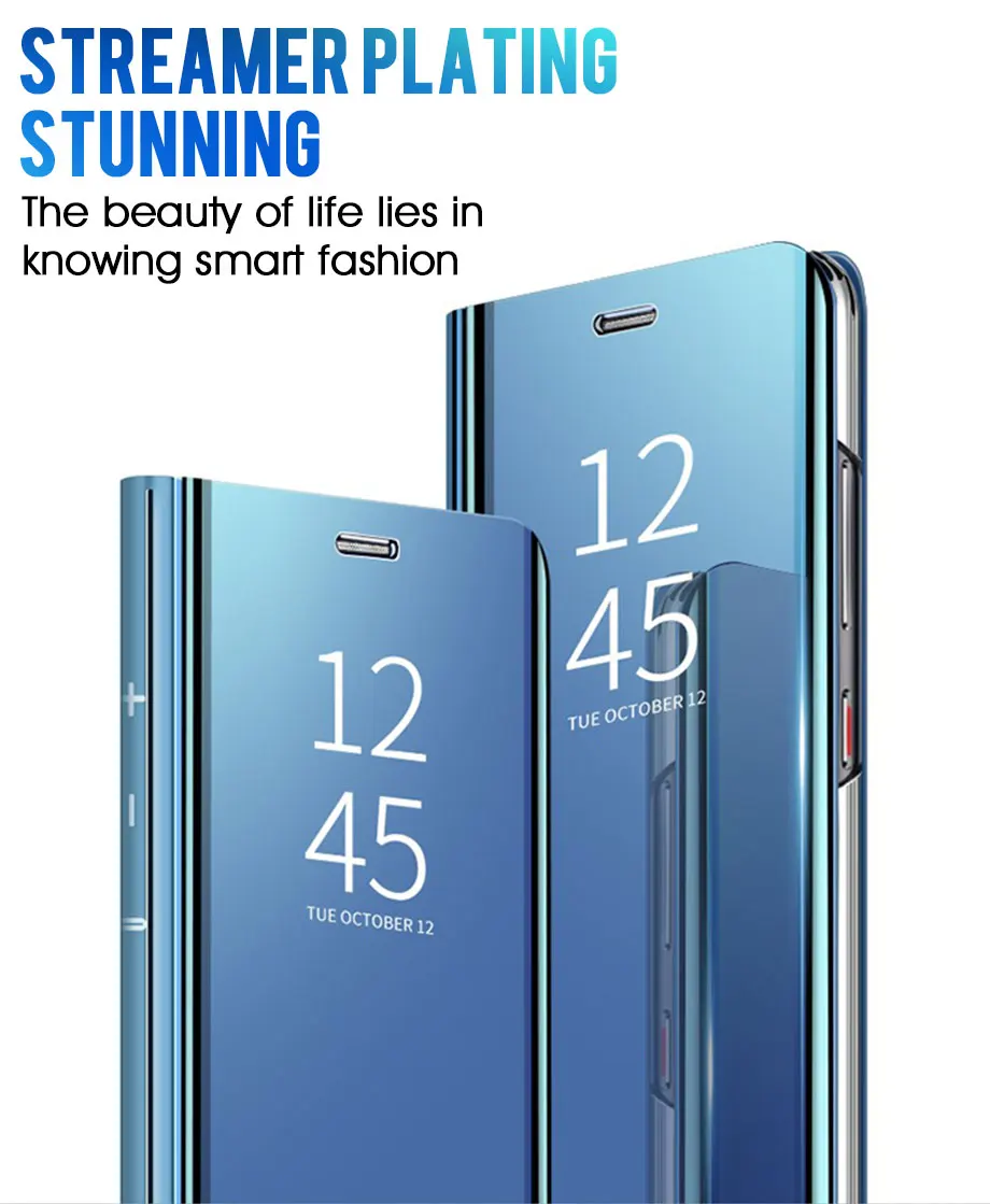 Умный зеркальный флип-чехол для samsung Galaxy Note 10 S10e S8 S9 S7 S6 Edge Plus Note9 8 J4 J6 J8 A6 A8 плюс A750 A9 крышка