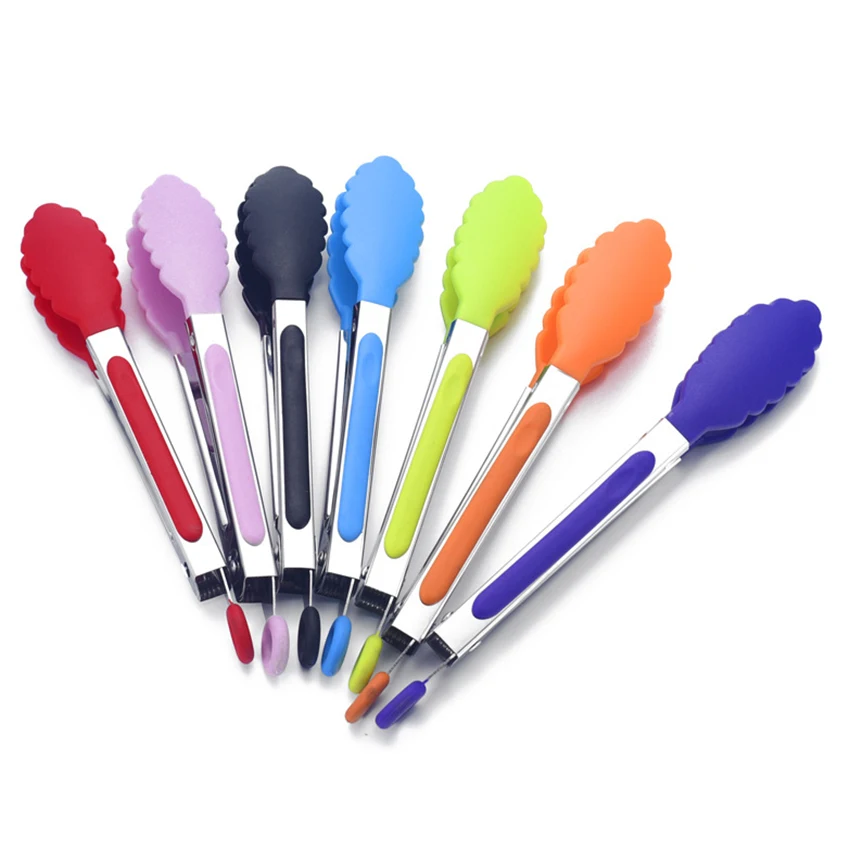 8 дюймов силиконовые щипцы для еды кухонные из нержавеющей стали силиконовый