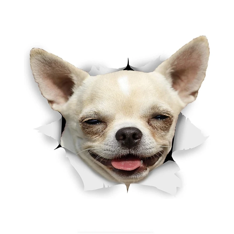 

Dawasaru 3D Dog Car Stickers Happy Chihuahua Personalized Decal Laptop Truck Motorcycles Auto Accessories Decoration PVC,15cm