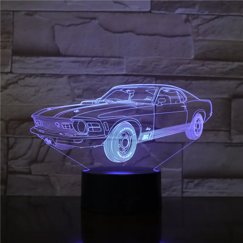 Новый крутой 3D Автомобильный светодиодный ночсветильник с USB настольная лампа