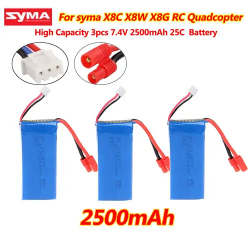 3 шт. Lipo аккумулятор 7 4 В 2500 мАч для Syma X8W X8C X8G RC вертолета самолета|Детали и