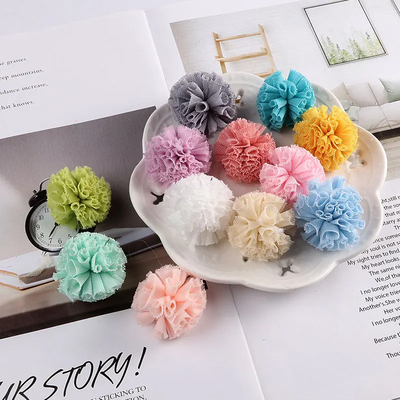 10 шт./лот 35 мм кружевной шар Сделай сам Марля эластичные цветы помпоны крафт