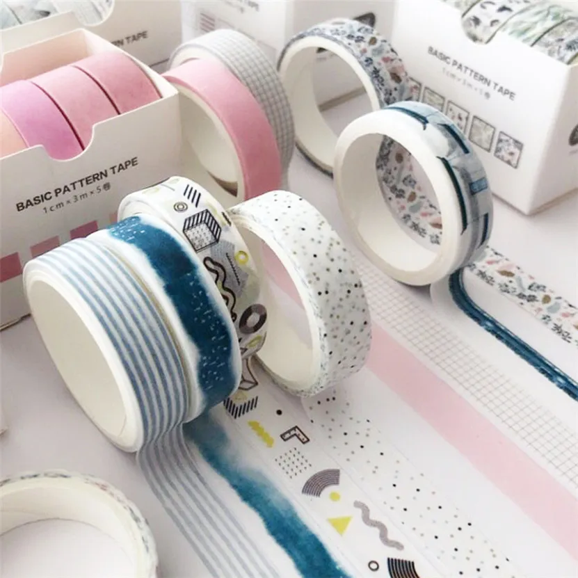 

Скотч бумажная лента Washi для скрапбукинга фотоэстетические канцелярские принадлежности Корректирующая лента дневники подарочная упаковк...