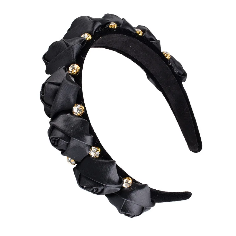 Baroque Ribbon Big Bow Pearl Crystal Headbands For Women Korea Hair Accessories Band Bows Crown Hairbands | Украшения и