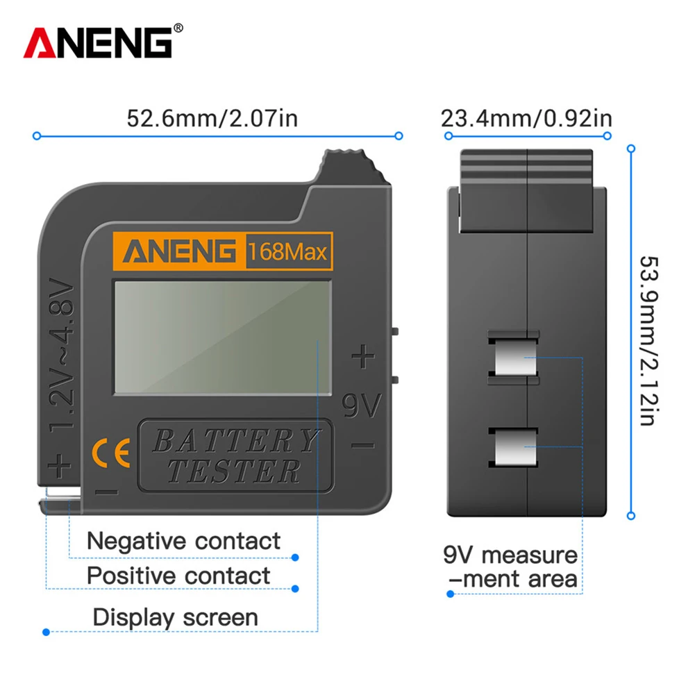 

ANENG Digital Lithium Battery Capacity Diagnostic Tool Checker LCD Display Check AAA AA Button Battery Voltage Universal Tester