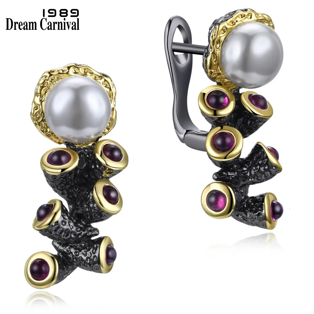DreamCarnival 1989 новые модные готические серьги-капли с искусственным жемчугом черного и золотого цвета для женщин Boucles d'oreuilles WE3784