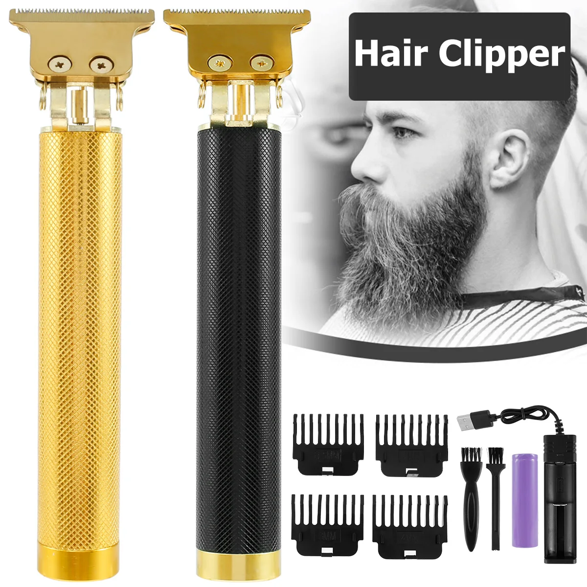 

Hair Clippers for Men T Blade Beard Trimmers with 4 Guide Combs Cordless Electric Hair Trimmer Low Noise Barber Haircut Grooming