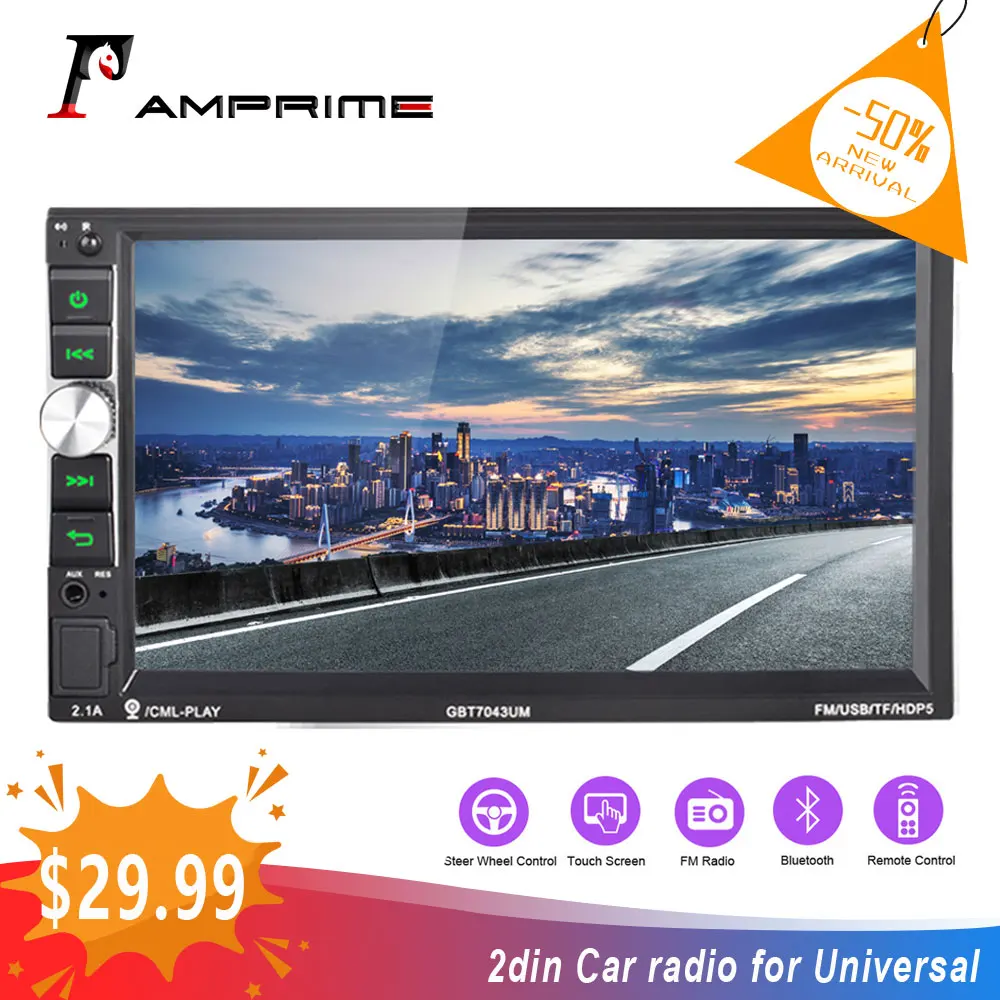 AMPrime 2 Din автомобильное радио 7 ''автомобильный мультимедийный плеер Bluetooth аудио