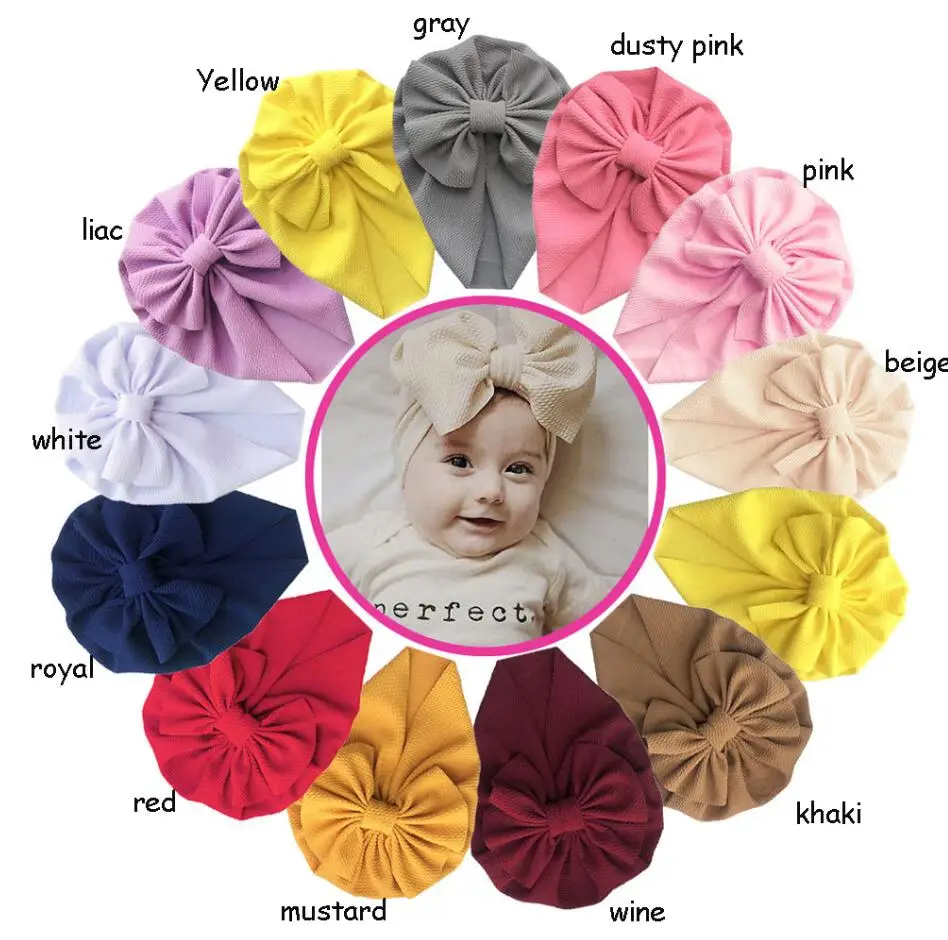 

New Solid waffle Cotton baby turban cotton Donut baby turban 20pcs/lot girls infant newborn knotted turban 13 Colors you pick