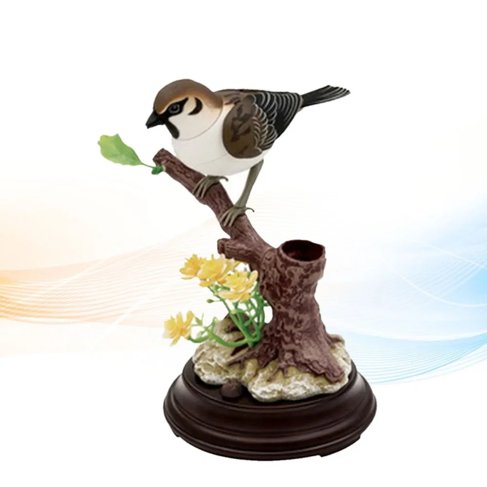 

1pc Kid Chirping Bird Sparrow Home Ornament Real Singing Sounds Movement Battery Operated Not Included (Random Color)