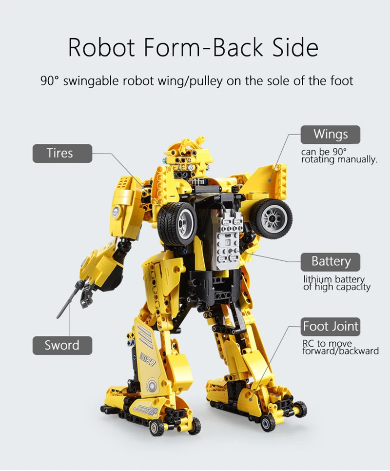 RC 1124cs Жук-Шмель Классический автомобиль робот 2 в 1 строительные блоки fit Technic транспортные средства Playmobil кирпичи дети мальчики игрушки подарки