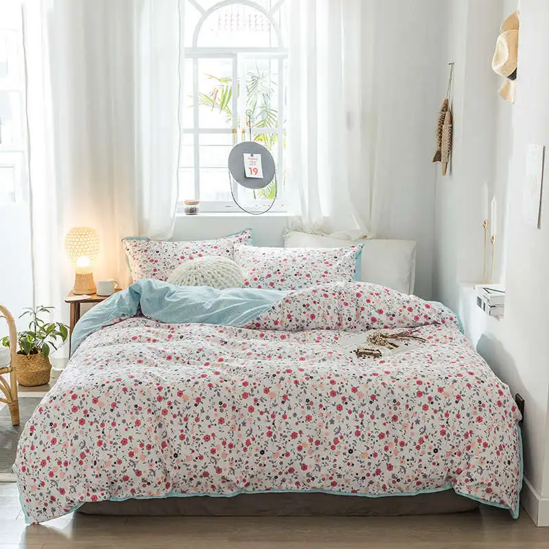 8 SlowDream Bedding Set Pastoral Style Flowers Bedspread Duvet Cover Set Flat Sheet For Adult Child Single Bed 1.0/1.2 Double - Цвет: 8