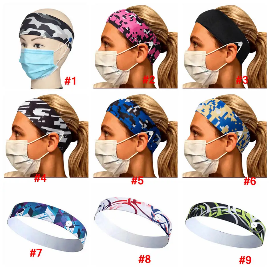 

Button Headband Holder Protect Ears With Headwear mask Holder Band Scarf headscarf sports Hair Bandanas