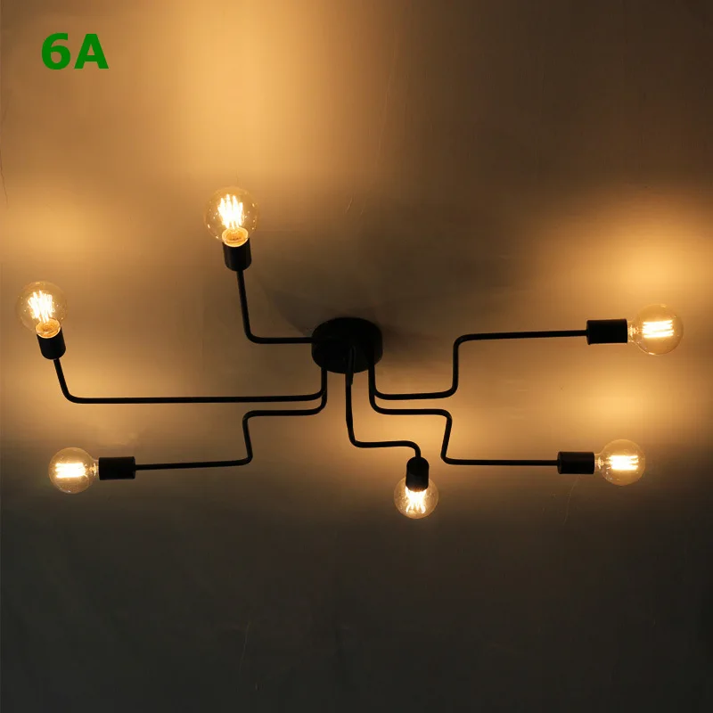 Винтажный светильник из кованого железа многоуровневый потолочный в стиле ретро