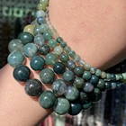 Бусы из камня Агата Natural Moss, круглые бусины-разделители россыпью для изготовления ювелирных изделий, браслетов, ожерелий сделай сам, аксессуары 4, 6, 8, 10, 12 мм, 15 дюймов